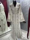 Royal White Wedding Dress Fully Handmade, Moroccan Takchita Dress, Elegant Embroidered White Caftan, Luxury Wedding Dress for Women, Henna