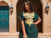 Green and Gold Moroccan Kaftan Dress - Elegant Resort or Relaxed Evening Wear
