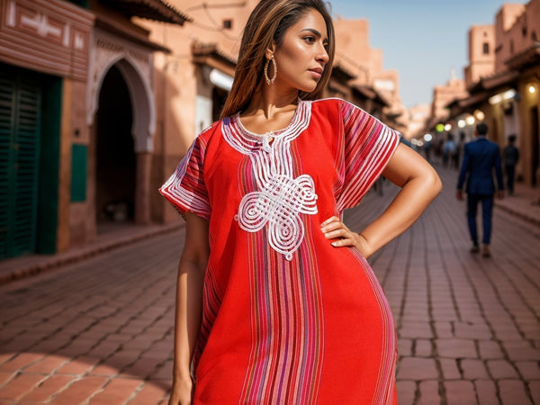 Red Berber Kaftan Dress – Handcrafted Moroccan Caftan for Women