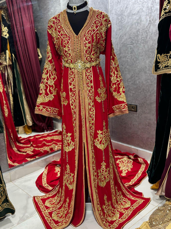 Elegant Moroccan Caftan Dress, White kaftan for Women, Bridal Dress, Handmade Embroidered Dress Henna, Wedding Dress - Nikah Dress Takchita