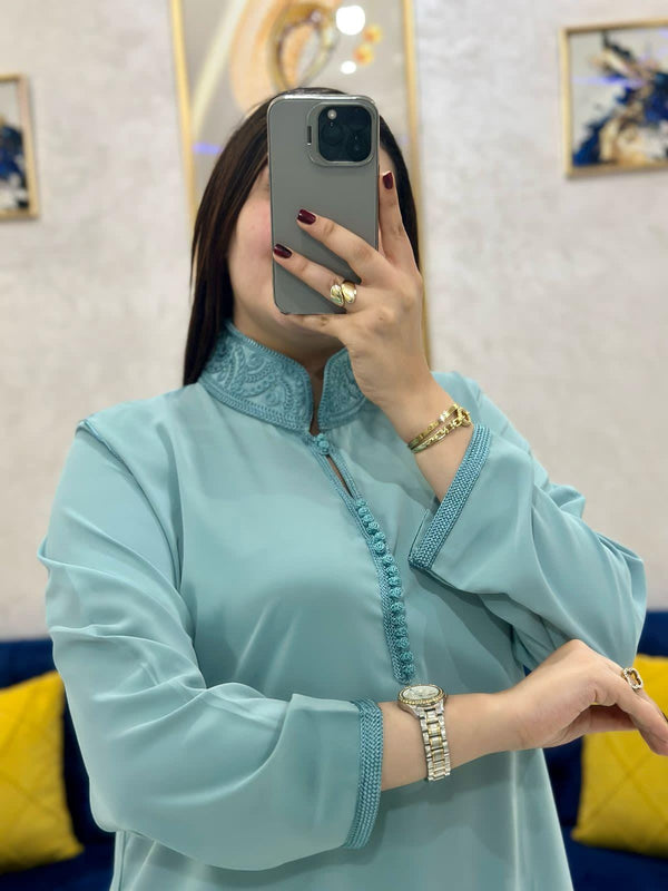 2 pieces Moroccan Jellaba Dress - Summer Collection 2025 Jallaba, Classy Embroidered Moroccan Djellaba - Eid Jalaba for Women