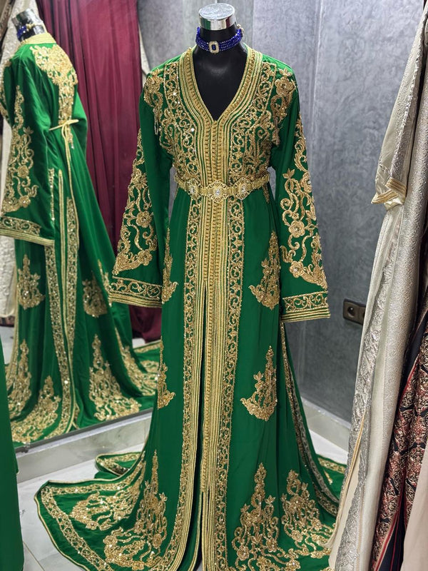 Elegant Moroccan Caftan Dress, White kaftan for Women, Bridal Dress, Handmade Embroidered Dress Henna, Wedding Dress - Nikah Dress Takchita