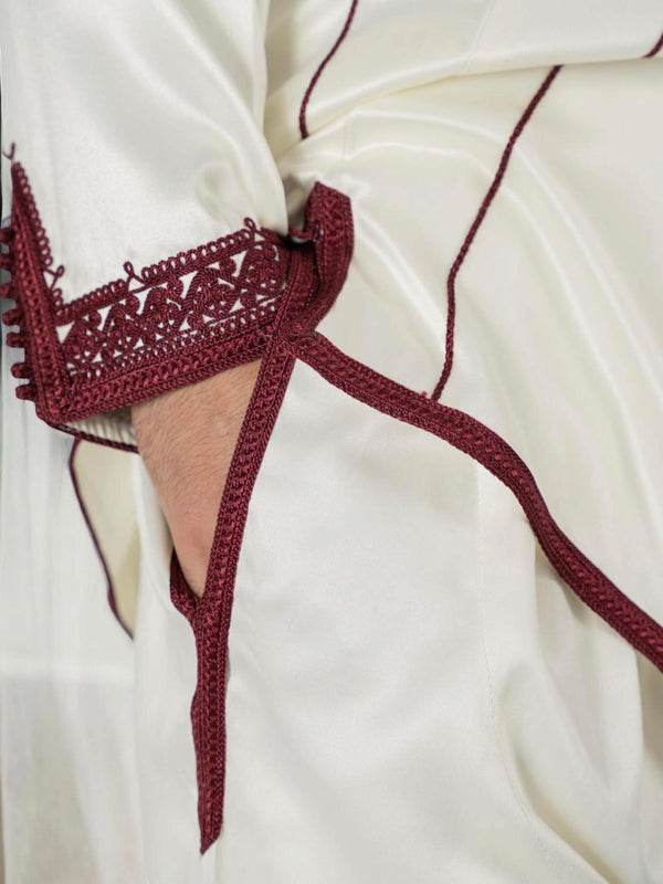 Elegant Traditional Red Jabador Set for Weddings & Special Events - 3-Piece Satin Moroccan Outfit with Embroidered Details all sizes