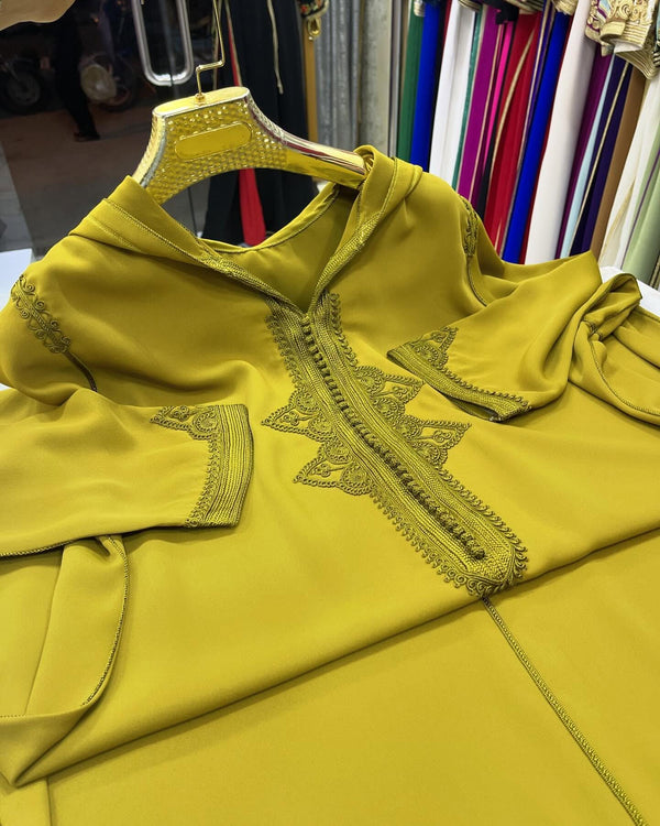 Trendy Moroccan Jellaba, Djellaba for Women Collection 2025, Cross stitch Embroidery Hooded Kaftan, Arabic Jellaba - Bride Jallaba Nikah