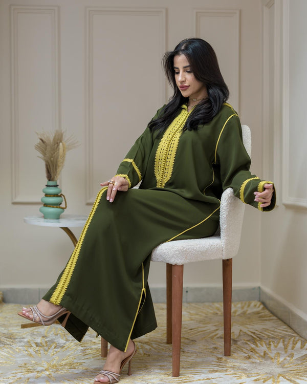 Moroccan Luxurious Winter Jellaba with Authentic Maâlem Embroidery - Ramadan 2025 Jallaba, Embroidered Moroccan Dress - Eid dress for her