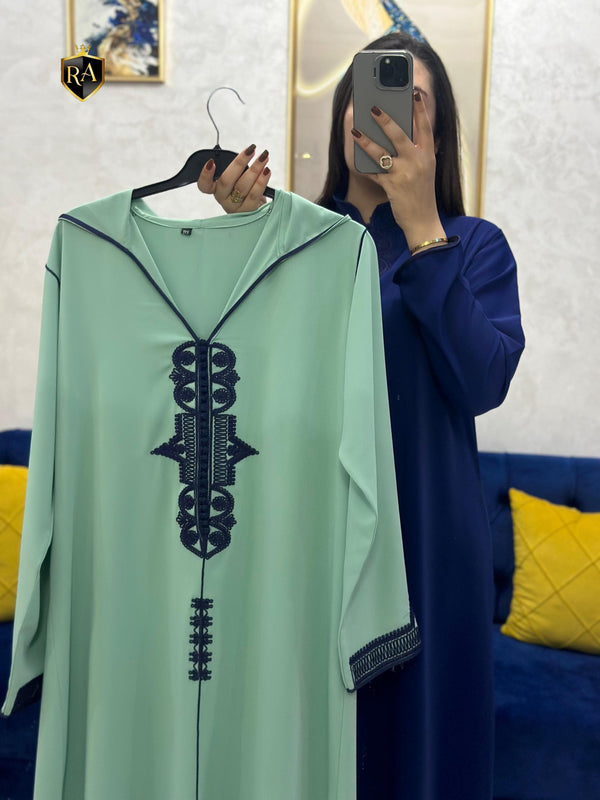 2 pieces Moroccan Jellaba Dress - Summer Collection 2025 Jallaba, Classy Embroidered Moroccan Djellaba - Eid Jalaba for Women