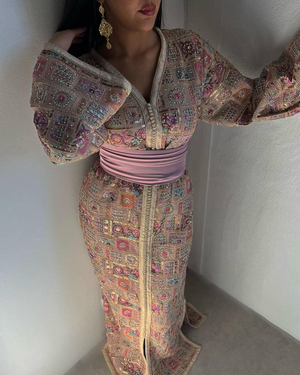 Custom Moroccan Caftan Wedding Dress – Personalised Luxury Takchita Sari, Handcrafted Caftan Nikah Embroidery - made to order Kaftan Dress