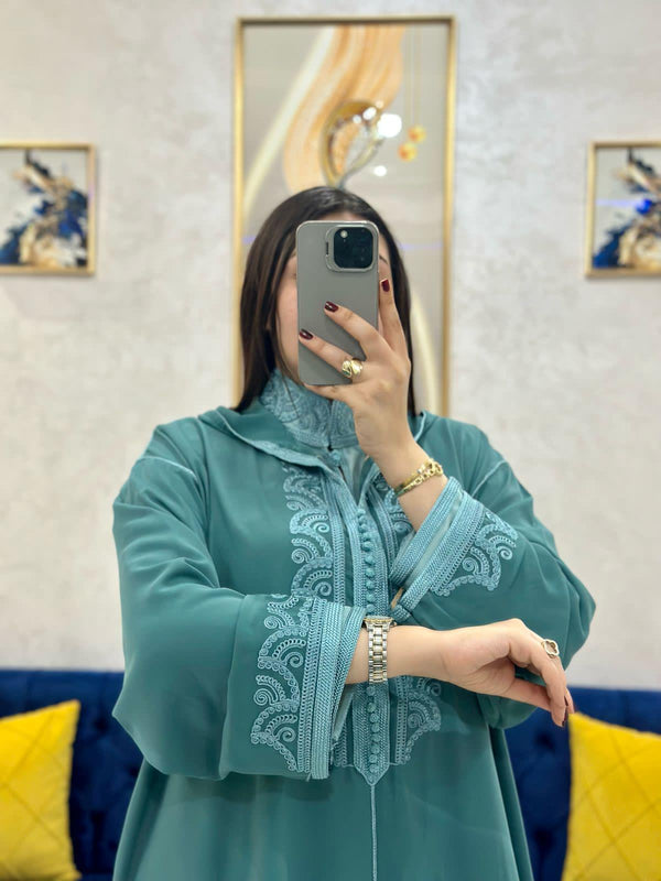 2 pieces Moroccan Jellaba Dress - Summer Collection 2025 Jallaba, Classy Embroidered Moroccan Djellaba - Eid Jalaba for Women