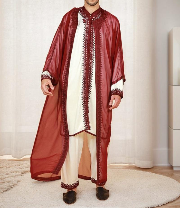 Moroccan Wedding Jabador for Men Outfit Set for Weddings & Special Events - Moroccan Outfit with Embroidered all sizes - Nikah Jabador