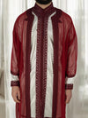 Elegant Traditional Red Jabador Set for Weddings & Special Events - 3-Piece Satin Moroccan Outfit with Embroidered Details all sizes