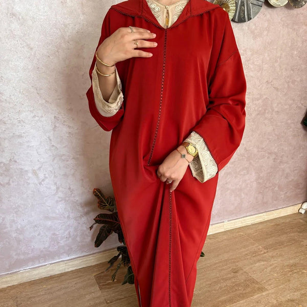 Moroccan Jellaba 2 pieces, Djellaba for Women Collection 2025, Cross stitch Embroidery Hooded Kaftan, Arabic Jellaba all Sizes dress