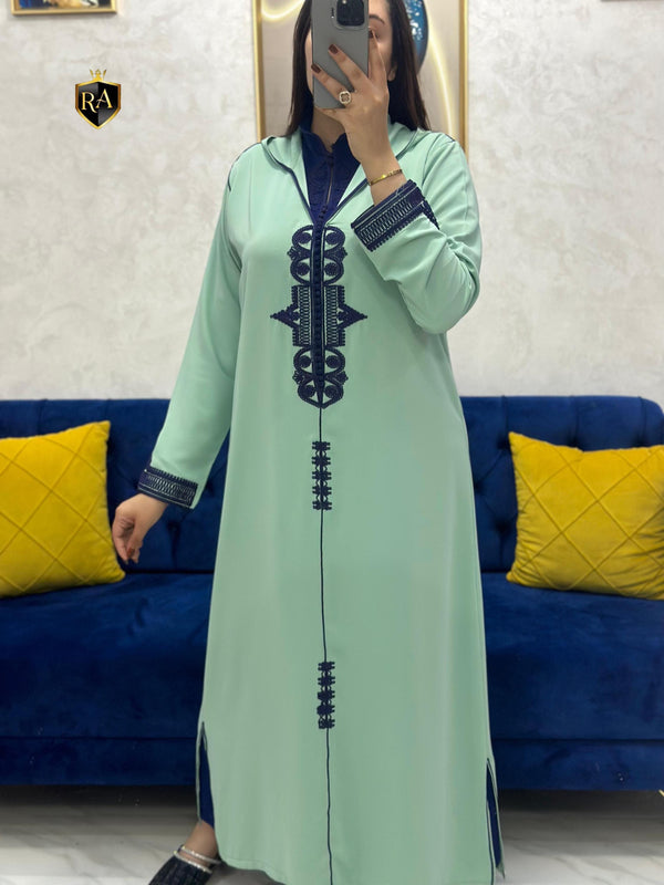 2 pieces Moroccan Jellaba Dress - Summer Collection 2025 Jallaba, Classy Embroidered Moroccan Djellaba - Eid Jalaba for Women