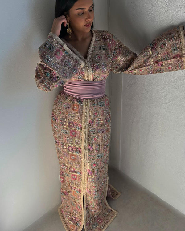 Custom Moroccan Caftan Wedding Dress – Personalised Luxury Takchita Sari, Handcrafted Caftan Nikah Embroidery - made to order Kaftan Dress