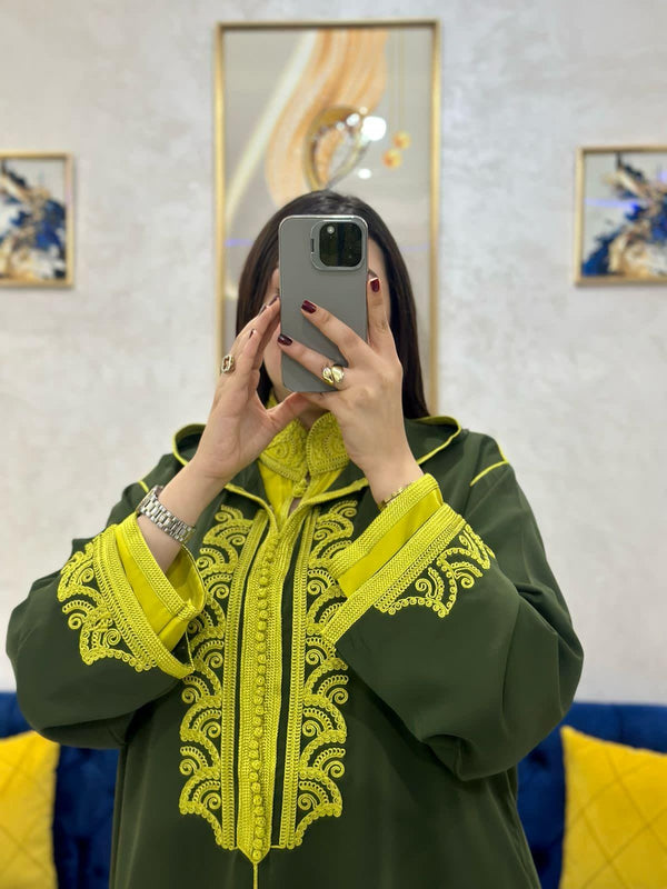 2 pieces Moroccan Jellaba Dress - Summer Collection 2025 Jallaba, Classy Embroidered Moroccan Djellaba - Eid Jalaba for Women