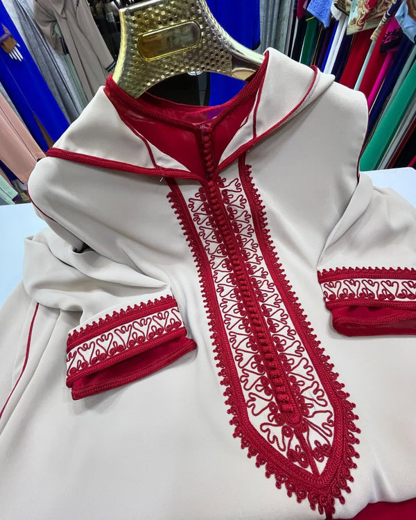 2 pieces Moroccan Jellaba, Djellaba for Women Collection 2025, Cross stitch Embroidery Hooded Kaftan, Arabic Jellaba - Bride Jallaba Nikah