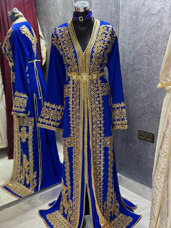 Elegant Moroccan Caftan Dress, White kaftan for Women, Bridal Dress, Handmade Embroidered Dress Henna, Wedding Dress - Nikah Dress Takchita