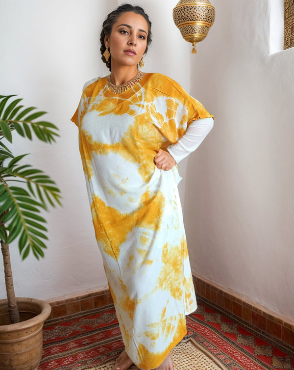 Orange Moroccan Kaftan Maxi Dress