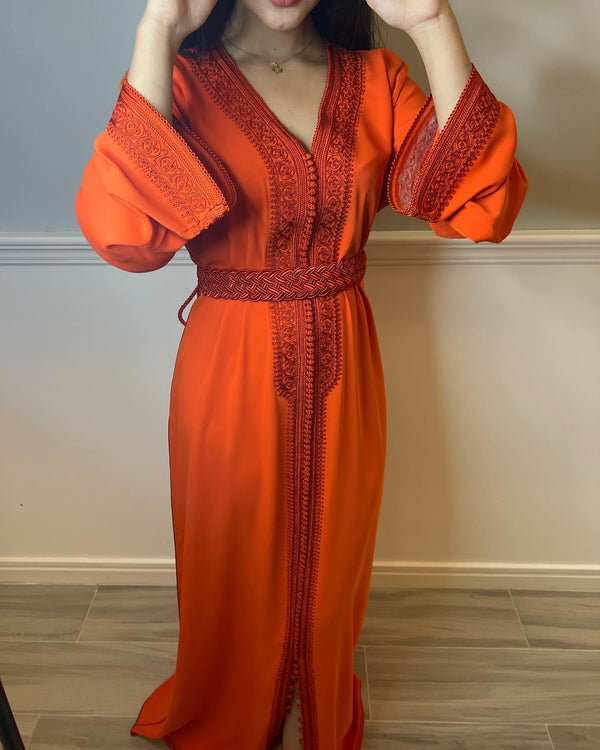 Moroccan Caftan Wedding Dress – Custom made Takchita Dress, Handcrafted Caftan with Embroidery - Custom made Nikah Mariage Dress - Eid Gift