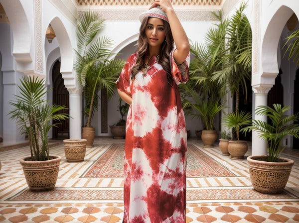 Burgundy Moroccan Caftan Dress