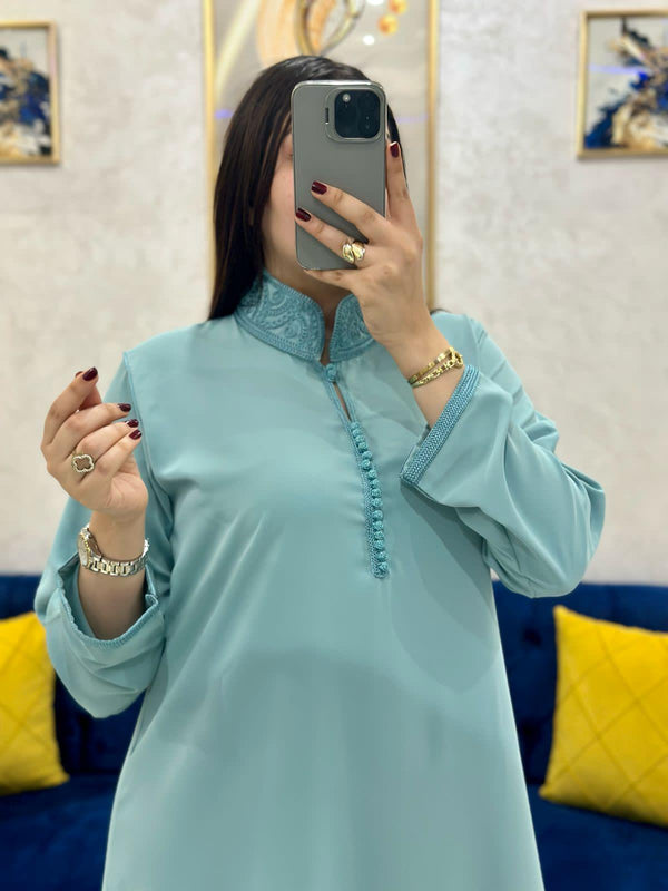 2 pieces Moroccan Jellaba Dress - Summer Collection 2025 Jallaba, Classy Embroidered Moroccan Djellaba - Eid Jalaba for Women