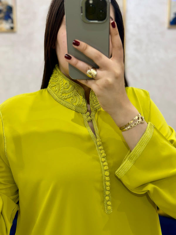 2 pieces Moroccan Jellaba Dress - Summer Collection 2025 Jallaba, Classy Embroidered Moroccan Djellaba - Eid Jalaba for Women