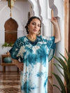 Blue and White Moroccan Caftan Dress