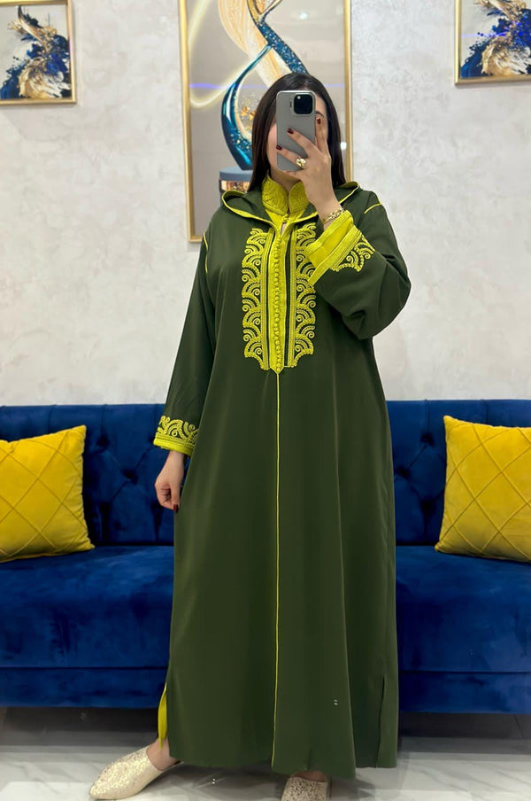 2 pieces Moroccan Jellaba Dress - Summer Collection 2025 Jallaba, Classy Embroidered Moroccan Djellaba - Eid Jalaba for Women