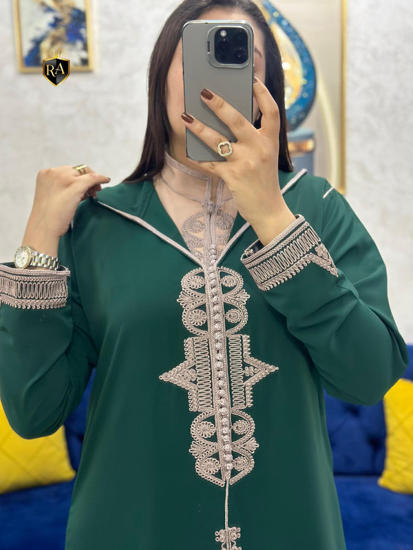 2 pieces Moroccan Jellaba Dress - Summer Collection 2025 Jallaba, Classy Embroidered Moroccan Djellaba - Eid Jalaba for Women