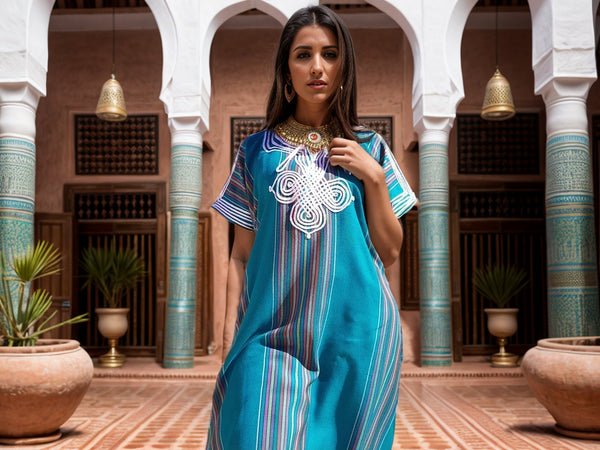Blue Traditional Kaftan Dress – Handmade Moroccan Caftan for Women