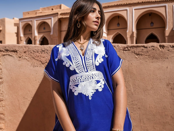 Traditional Moroccan Caftan Dress for Women – Handcrafted Maxi Kaftan with Embroidery