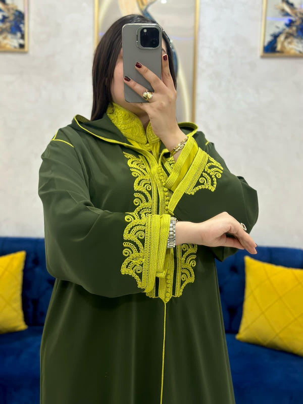 2 pieces Moroccan Jellaba Dress - Summer Collection 2025 Jallaba, Classy Embroidered Moroccan Djellaba - Eid Jalaba for Women