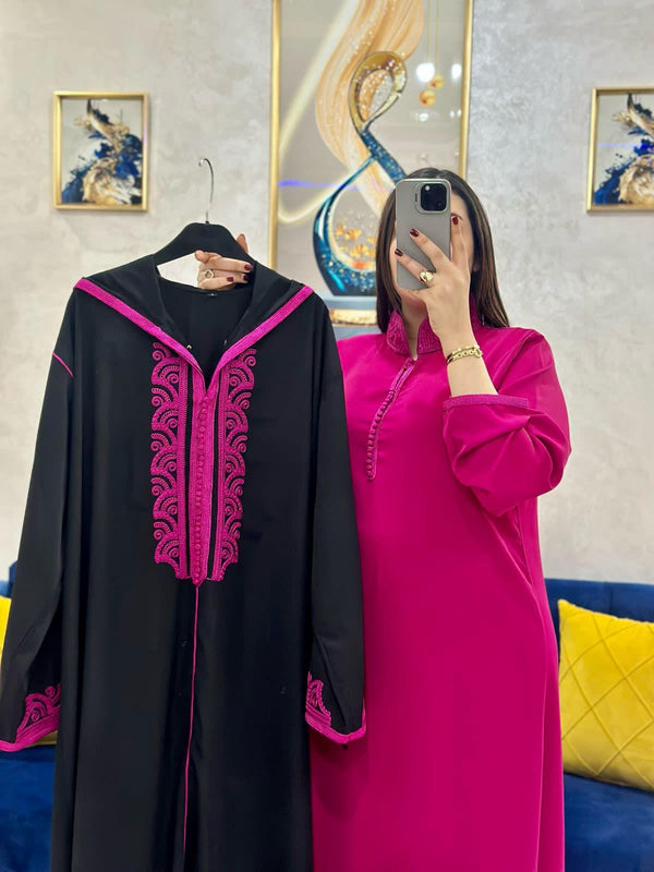 2 pieces Moroccan Jellaba Dress - Summer Collection 2025 Jallaba, Classy Embroidered Moroccan Djellaba - Eid Jalaba for Women
