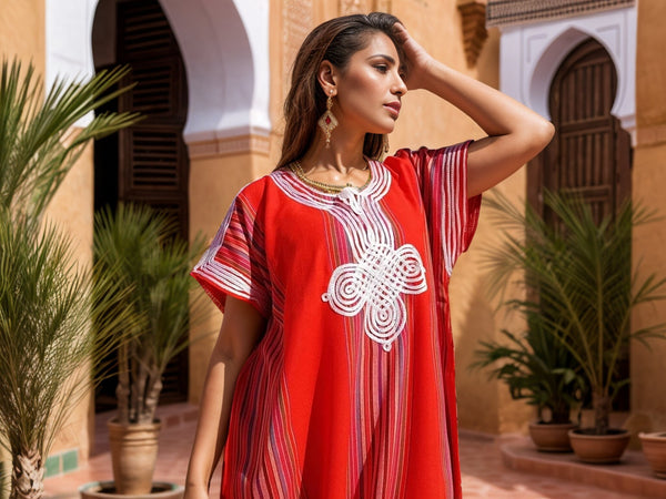 Red Berber Kaftan Dress – Handcrafted Moroccan Caftan for Women