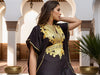 Black Moroccan Kaftan Dress with Gold Embroidery