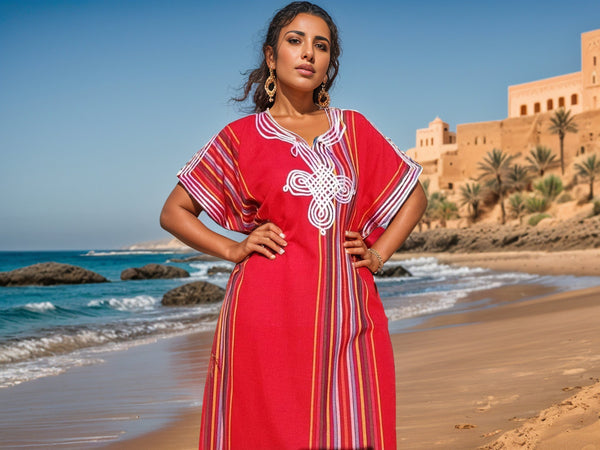 Red Berber Kaftan Dress – Handcrafted Moroccan Caftan for Women