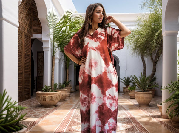 Burgundy Moroccan Caftan Dress