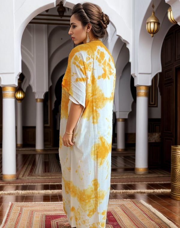 Orange Moroccan Kaftan Maxi Dress