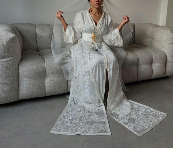 Custom Moroccan Kaftan Wedding Dress – Personalised Luxury Takchita, Handcrafted Caftan Nikah Embroidery - made to order Kaftan - Eid dress