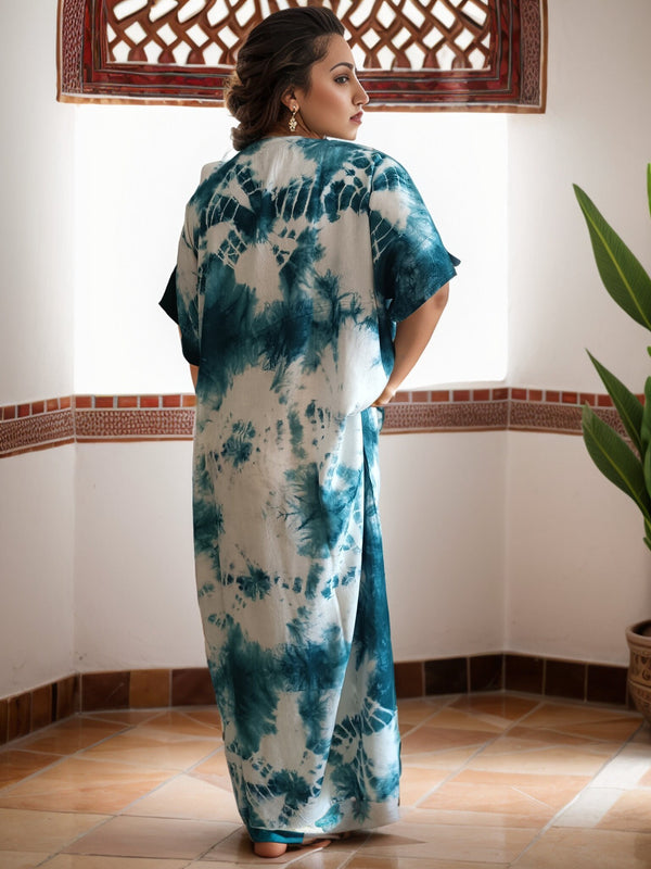 Blue and White Moroccan Caftan Dress