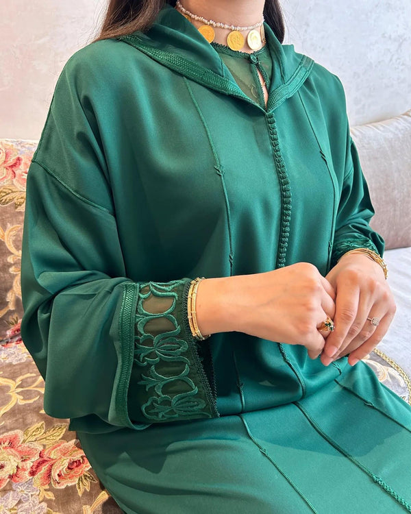 Moroccan Jellaba 2 pieces, Djellaba for Women Collection 2025, Cross stitch Embroidery Hooded Kaftan, Arabic Jellaba all Sizes dress