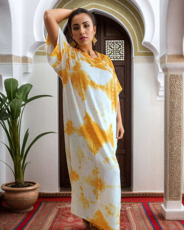 Orange Moroccan Kaftan Maxi Dress