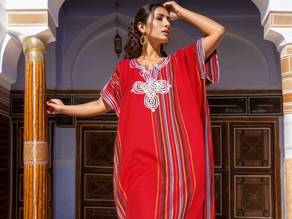 Red Berber Kaftan Dress – Handcrafted Moroccan Caftan for Women