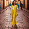 Moroccan Caftan Summer Yellow Dress for Women