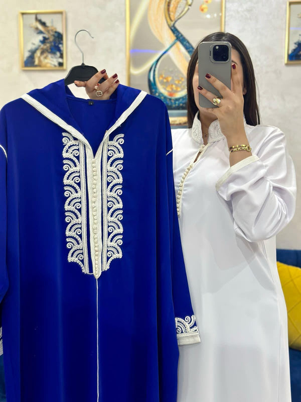 2 pieces Moroccan Jellaba Dress - Summer Collection 2025 Jallaba, Classy Embroidered Moroccan Djellaba - Eid Jalaba for Women