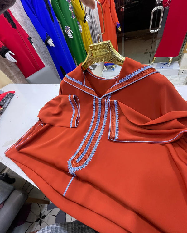 Trendy Moroccan Jellaba, Djellaba for Women Collection 2025, Cross stitch Embroidery Hooded Kaftan, Arabic Jellaba - Bride Jallaba Nikah