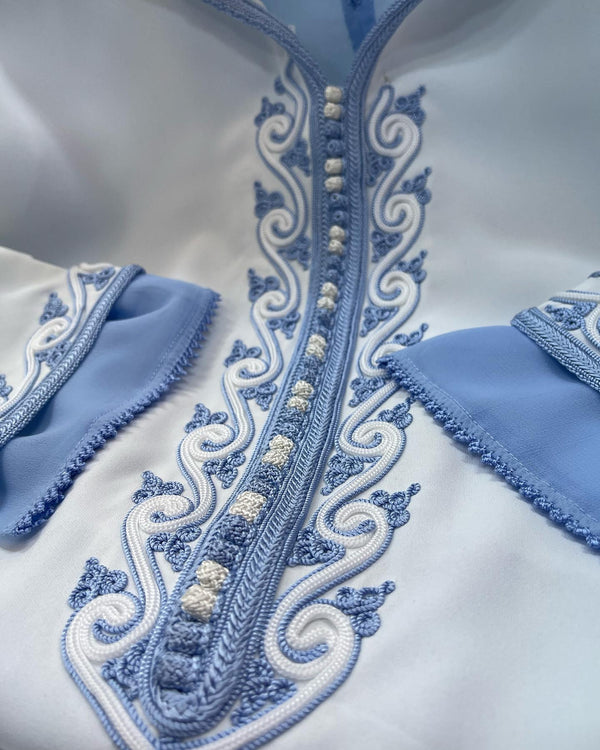 2 pieces Moroccan Jellaba, Djellaba for Women Collection 2025, Cross stitch Embroidery Hooded Kaftan, Arabic Jellaba - Bride Jallaba Nikah