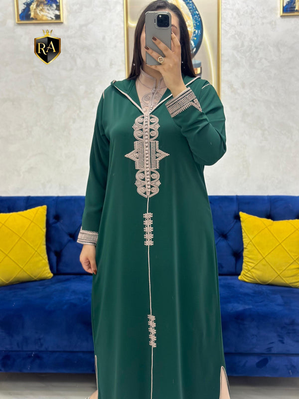 2 pieces Moroccan Jellaba Dress - Summer Collection 2025 Jallaba, Classy Embroidered Moroccan Djellaba - Eid Jalaba for Women