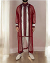 Elegant Traditional Red Jabador Set for Weddings & Special Events - 3-Piece Satin Moroccan Outfit with Embroidered Details all sizes
