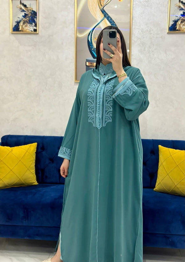 2 pieces Moroccan Jellaba Dress - Summer Collection 2025 Jallaba, Classy Embroidered Moroccan Djellaba - Eid Jalaba for Women