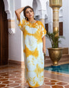 Orange Moroccan Kaftan Maxi Dress